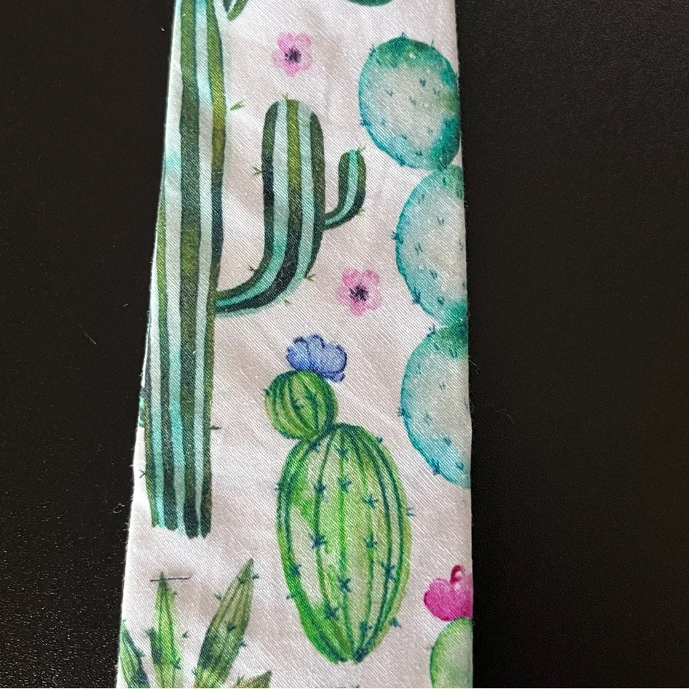 Littlest Prince Kids Cactus Print Zipper Adjustable Tie - Green,